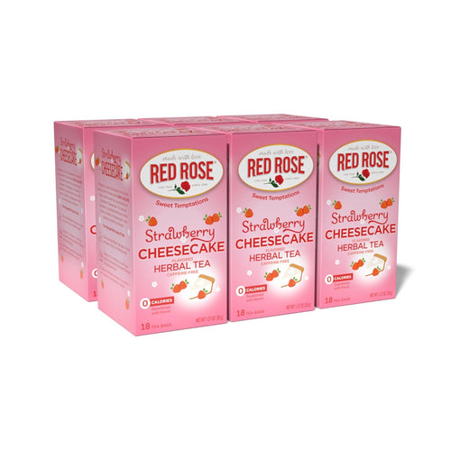 Red Rose Strawberry Cheesecake Herbal Tea Bags - 18 Count (Pack of 6)