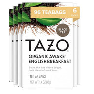 Tazo Tea Organic Awake English Breakfast Black Tea Bags - 16 Count (Case of 6)