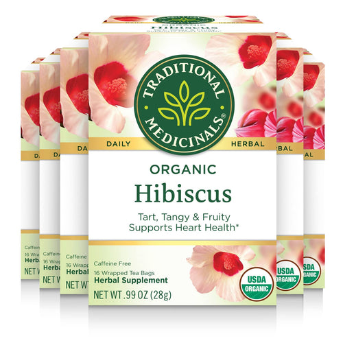 Traditional Medicinals Organic Hibiscus Herbal Tea Bags - 16 Count (Case of 6)