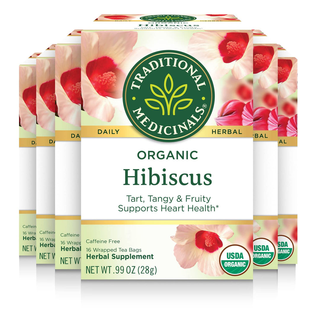 Traditional Medicinals Organic Hibiscus Herbal Tea Bags - 16 Count (Case of 6)