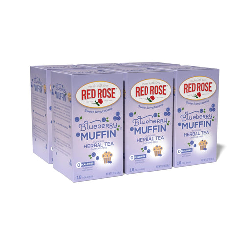 Red Rose Blueberry Muffin Herbal Tea Bags - 18 Count (Pack of 6)