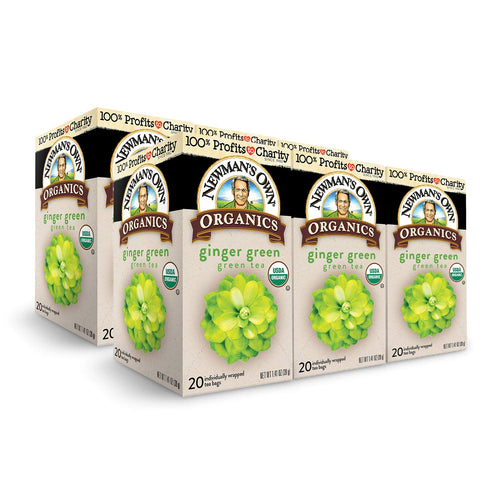 Newman's Own Organics Ginger Green Tea Bags - 20 Count (Case of 6)