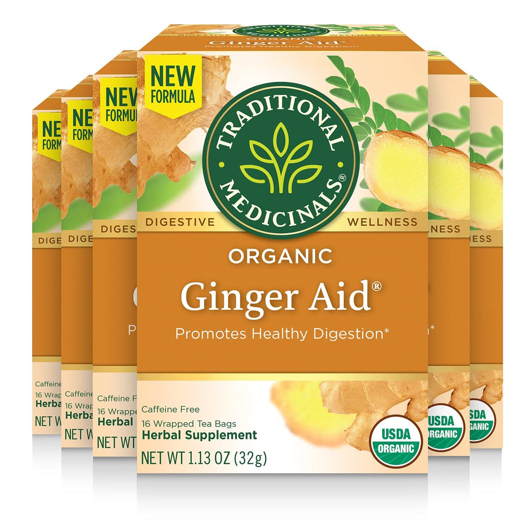Traditional Medicinals Ginger Aid Caffeine Free Herbal Tea - 16 Count (Case of 6)