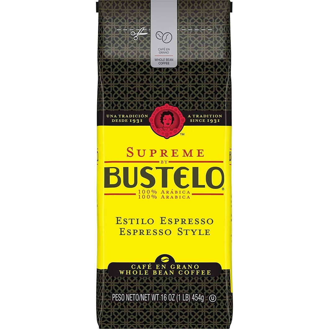 Cafe Bustelo Supreme Espresso Style Whole Bean Coffee - 16 Ounce
