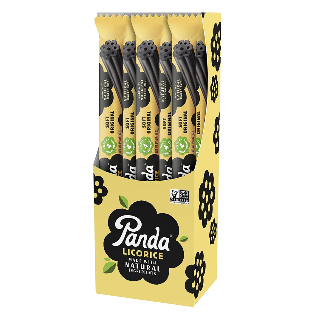 Panda Black Licorice Candy Sticks Made with Only Four Natural Ingredients - 20 Count