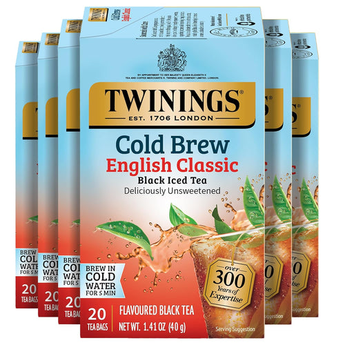 Twinings English Classic Cold Brew Black Tea Bags - 20 Count (Case of 6)