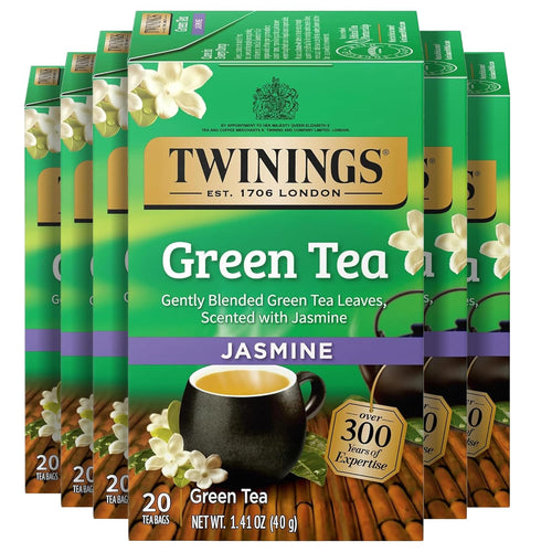 Twinings Jasmine Green Tea Bags - 20 Count (Case of 6)