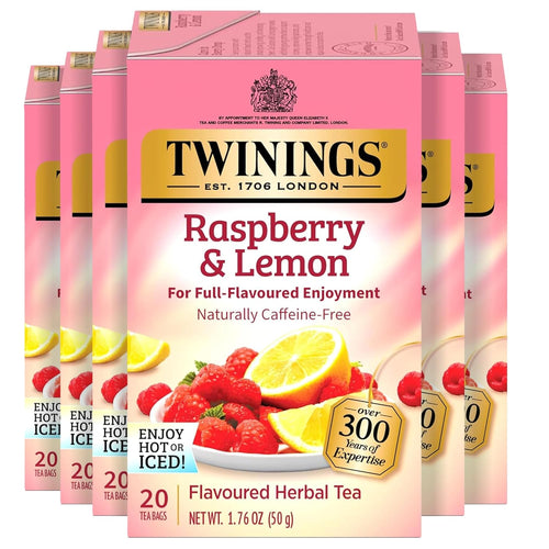 Twinings Raspberry & Lemon Herbal Tea Bags - 20 Count (Case of 6)