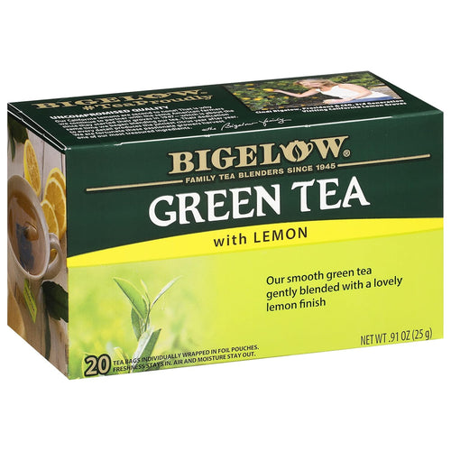 Bigelow Green With Lemon Tea Bags - 20 Count Box (Pack of 6)