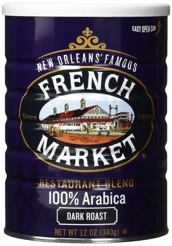 French Market Coffee 100% Arabica Dark Roast Coffee - 12 Ounce