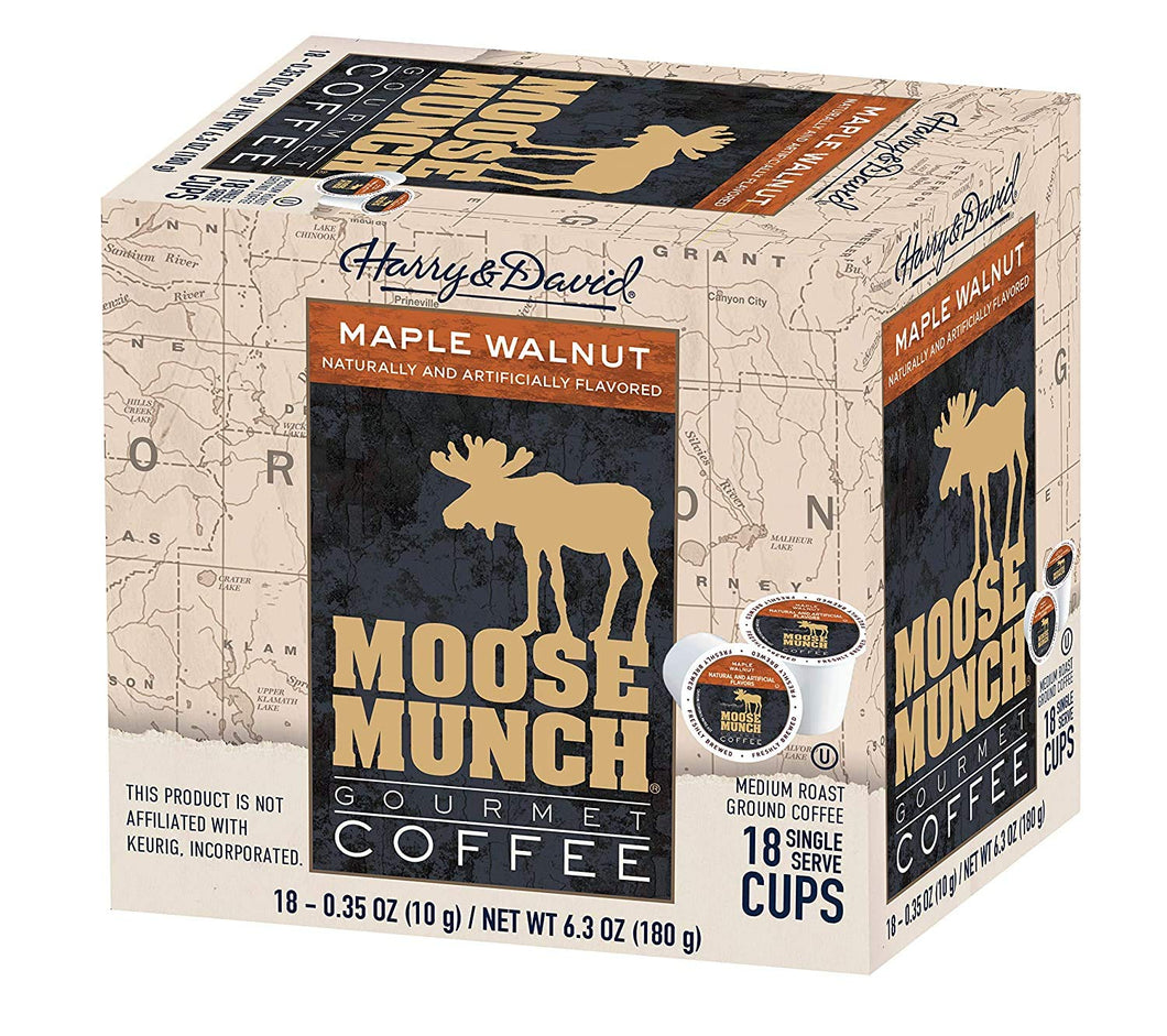 Moose Munch Maple Walnut Single Serve Coffee Cups - 18 Count