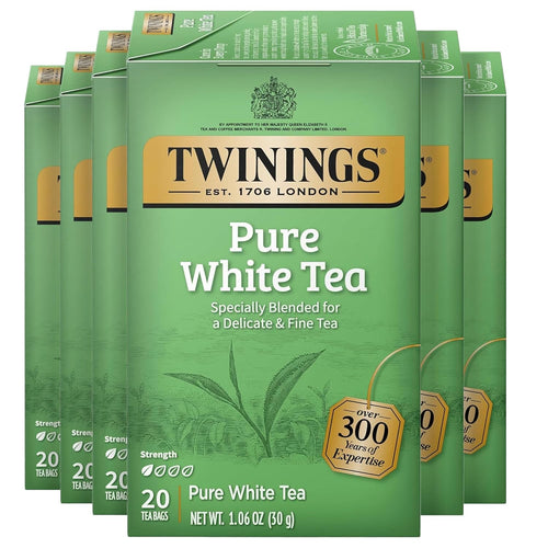 Twinings 100% Pure Fujian White Tea Bags - 20 Count (Case of 6)