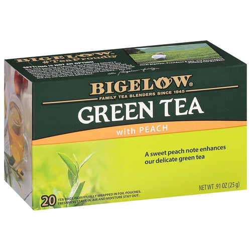 Bigelow Green With Peach Tea Bags - 20 Count Box (Pack of 6)