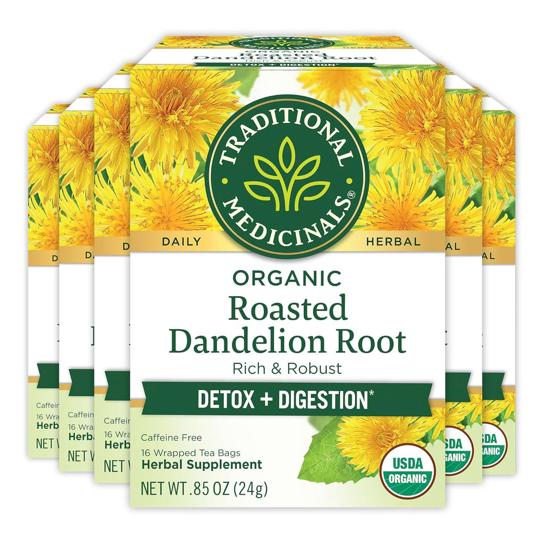 Traditional Medicinals Roasted Dandelion Root Tea Bags - 16 Count (Case of 6)