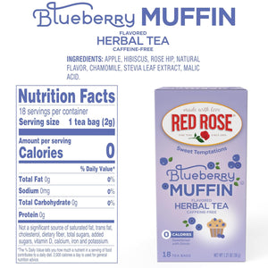 Red Rose Blueberry Muffin Herbal Tea Bags - 18 Count (Case of 6)