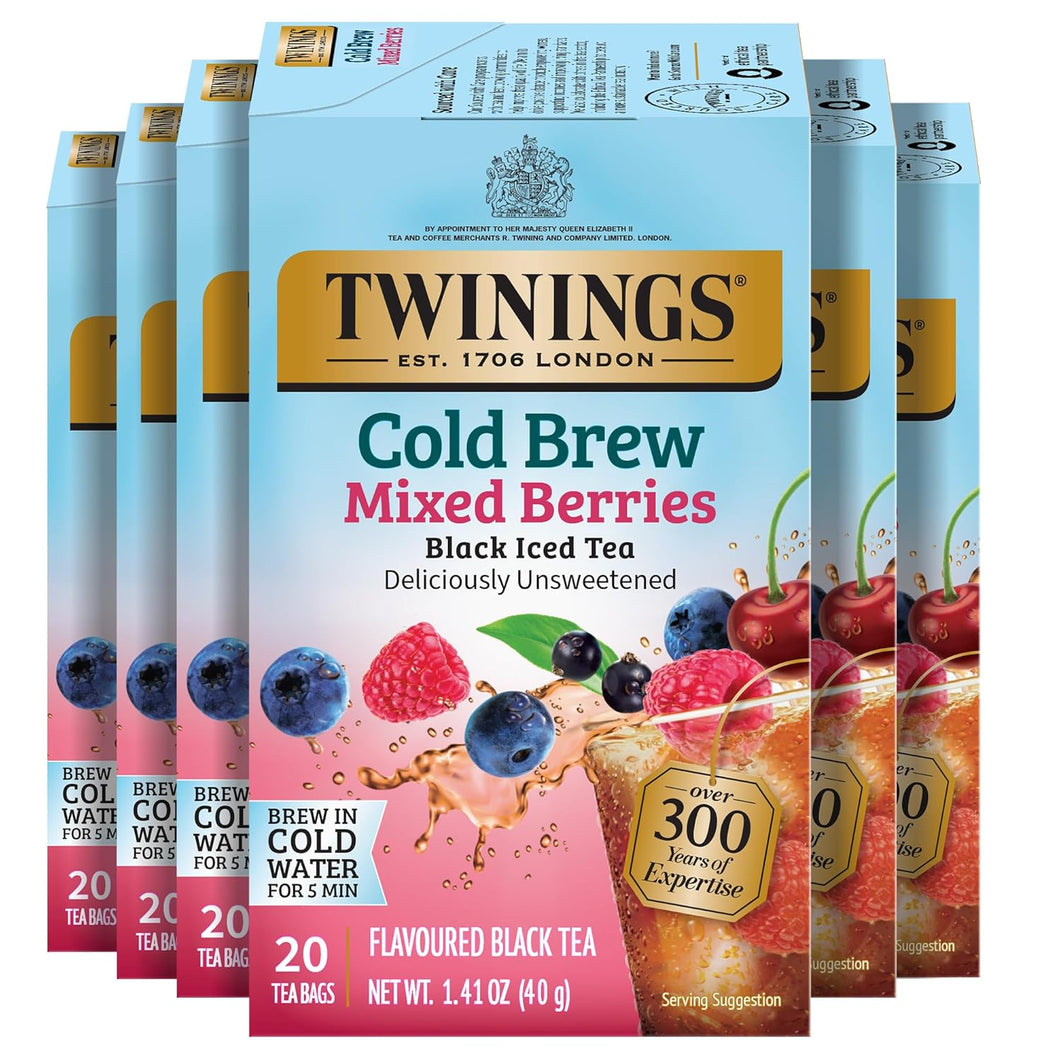 Twinings Mixed Berries Cold Brew Black Tea Bags - 20 Count (Case of 6)