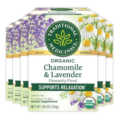 Traditional Medicinals Chamomile and Lavender Tea Bags - 16 Count (Case of 6)