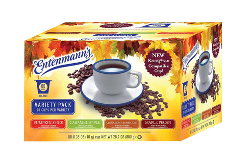 Entenmann's Coffee Fall Favorites Flavors - Pumpkin Spice, Maple Pecan, Caramel Apple and Cinnamon Crumb Cake Single Serve Coffee K-Cups - 80 Count