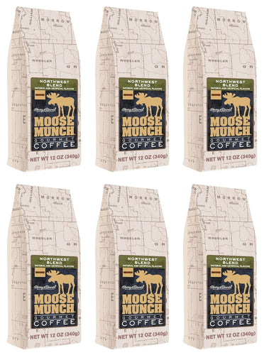 Moose Munch Northwest Blend Ground Coffee - 12 Ounce (Case of 6)