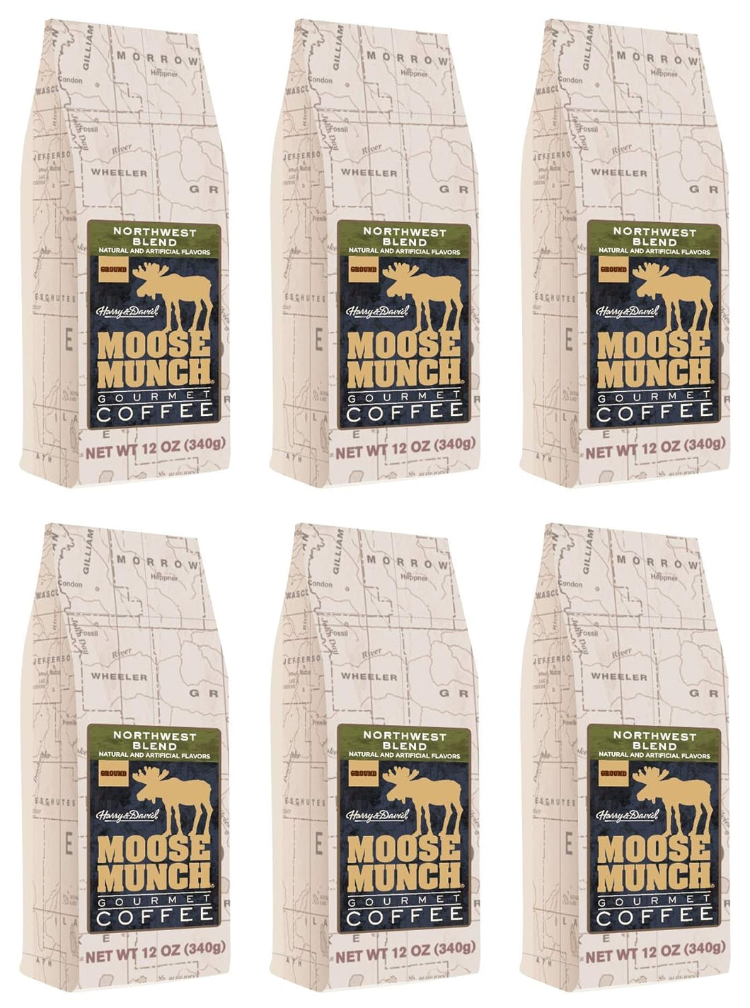 Moose Munch Northwest Blend Ground Coffee - 12 Ounce (Case of 6)