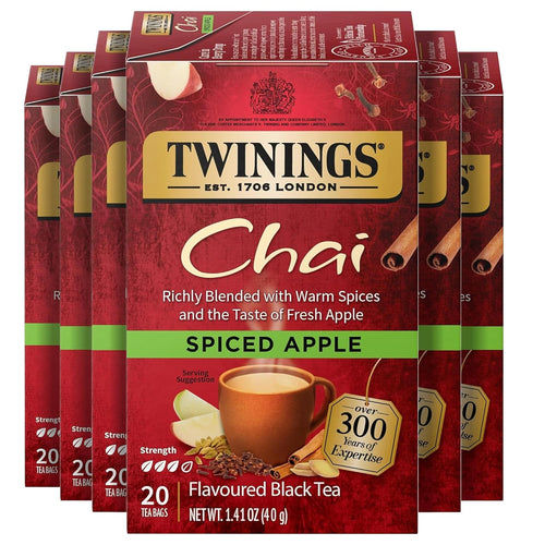 Twinings Tea Spiced Apple Chai Flavored Black Tea Bags - 20 Count (Case of 6)