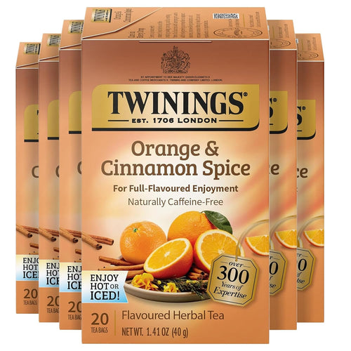 Twinings Orange & Cinnamon Herbal Tea Bags - 20 Count (Case of 6)