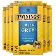 Twinings Lady Grey Premium Black Tea Bags - 20 Count (Case of 6)