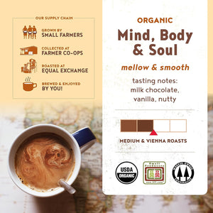 Equal Exchange Organic Whole Bean Coffee, Mind Body Soul, 12-Ounce Bag