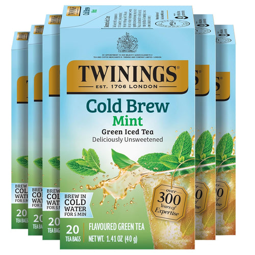 Twinings Mint Cold Brew Green Tea Bags - 20 Count (Case of 6)