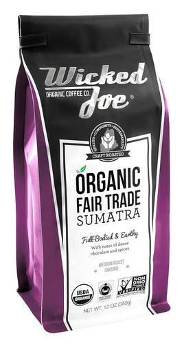 Wicked Joe Sumatra Organic Fair Trade Ground Coffee - 12 Ounce