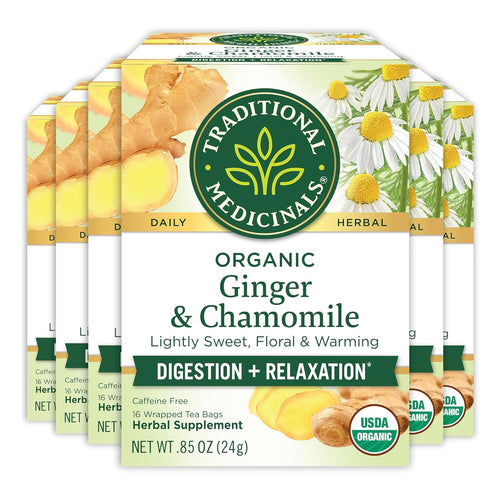 Traditional Medicinals Organic Ginger With Chamomile Tea Bags - 16 Count (Case of 6)