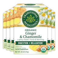 Traditional Medicinals Organic Ginger With Chamomile Tea Bags - 16 Count (Case of 6)