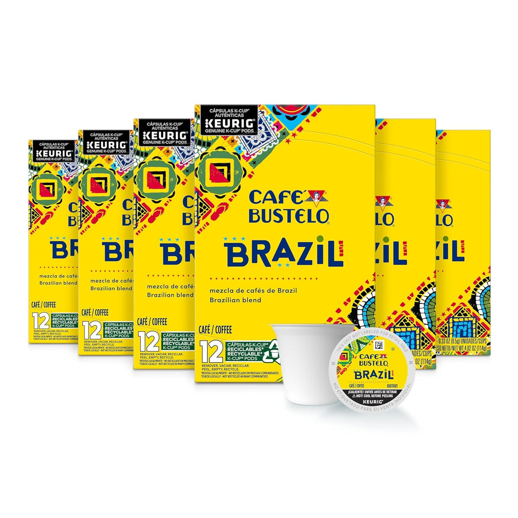 Café Bustelo Brazil Dark Roast Coffee K-Cups - 12 Count (Case of 6)