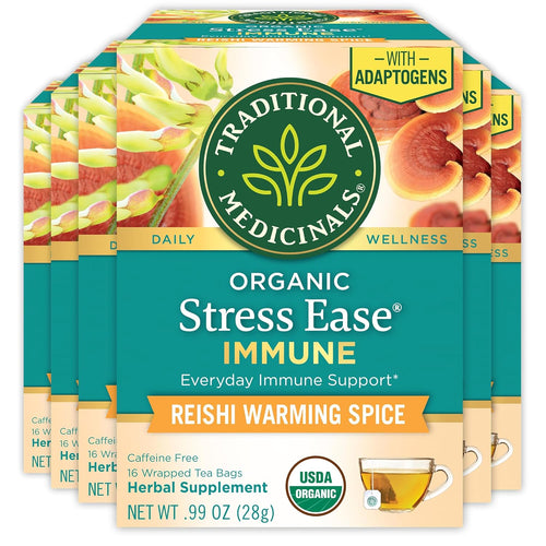 Traditional Medicinals Stress Ease Immune Support Herbal Tea Bags - 16 Count (Case of 6)