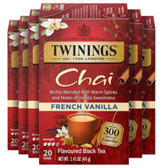 Twinings Tea French Vanilla Chai Flavored Black Tea Bags - 20 Count (Case of 6)