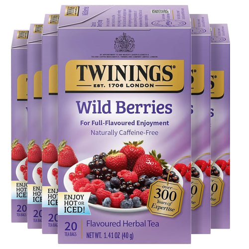 Twinings Wild Berries Caffeine Free Herbal Tea Bags - 20 Count (Case of 6)