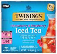 Twinings Strawberry & Raspberry Flavored Iced Tea Bags - 72 Count (Case of 6)