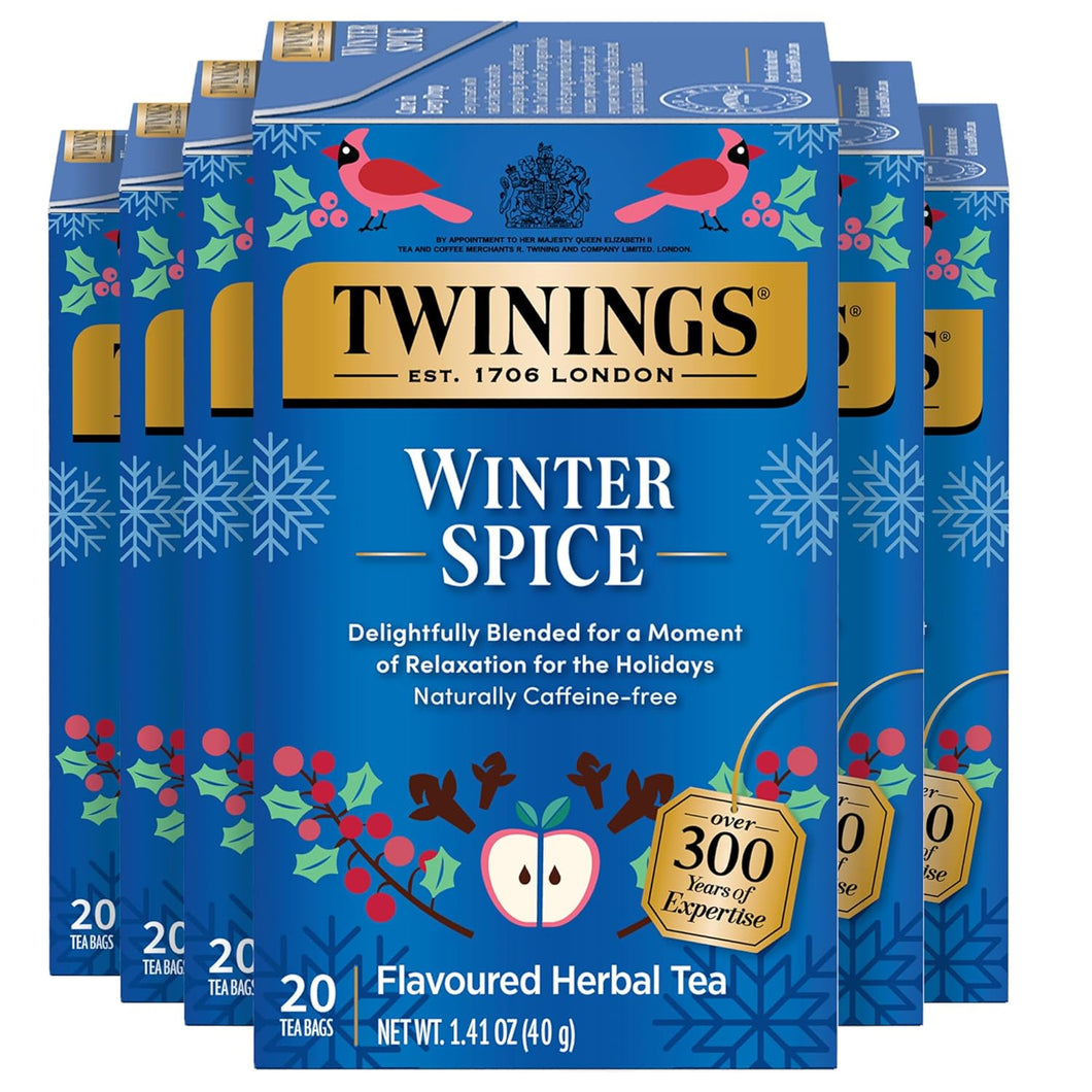 Twinings Winter Spice Apple, Cinnamon & Clove Herbal Tea - 20 Count (Case of 6)