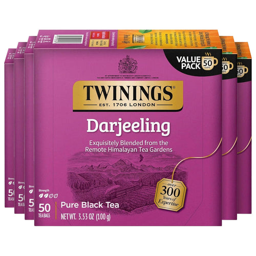 Twinings Darjeeling Pure Black Tea Bags - 50 Count (Case of 6)