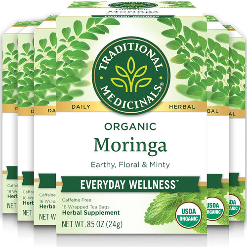 Traditional Medicinals Organic Moringa with Spearmint Tea Bags - 16 Count (Case of 6)