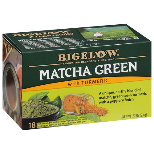 Bigelow Matcha Green Tea with Turmeric Tea Bags, 18 Count Box (Pack of 6)
