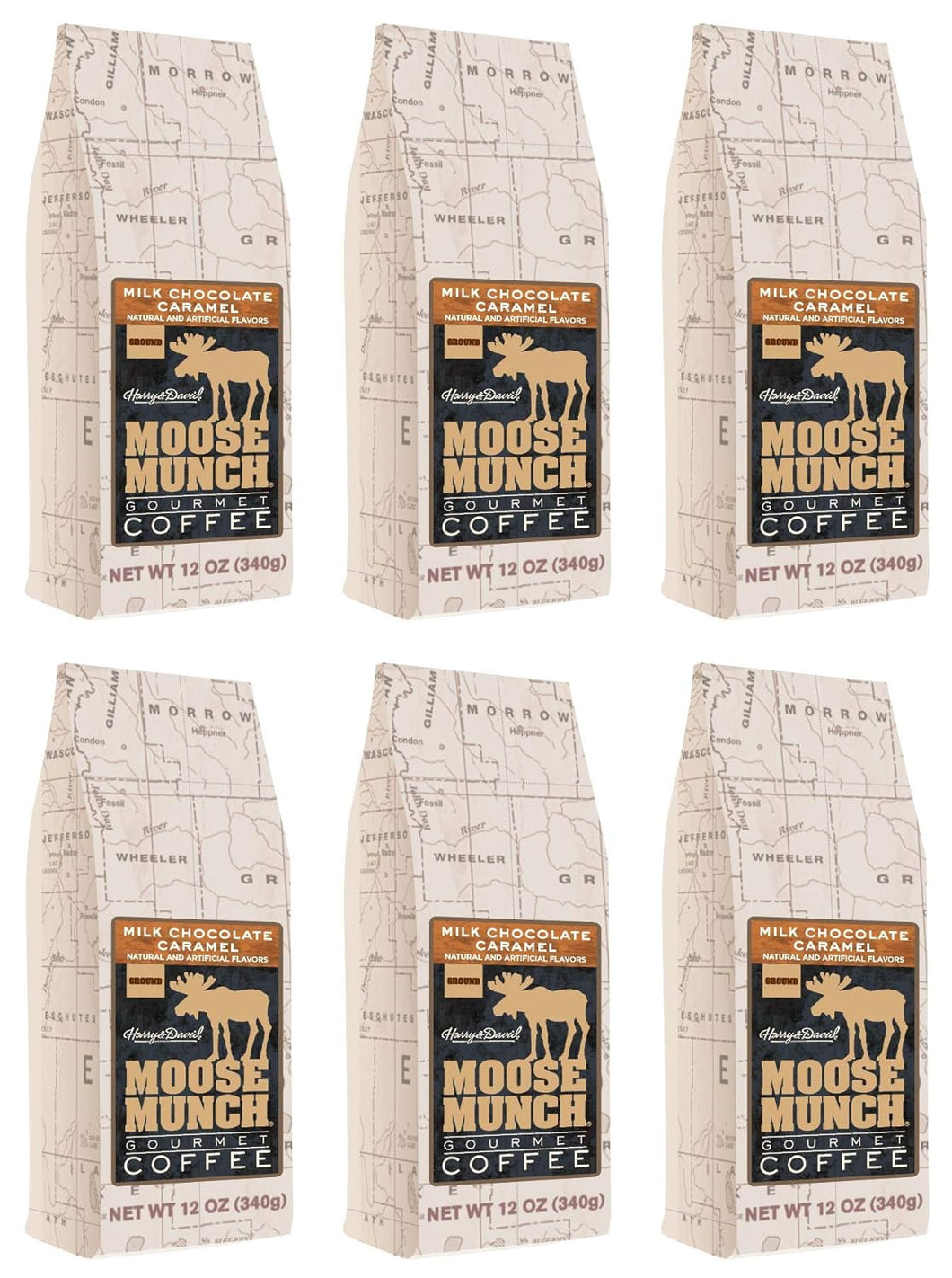 Moose Munch Milk Chocolate Caramel Ground Coffee -12 Ounce (Case of 6)
