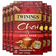 Twinings Tea Ultra Spice Chai Flavored Black Tea Bags - 20 Count (Case of 6)