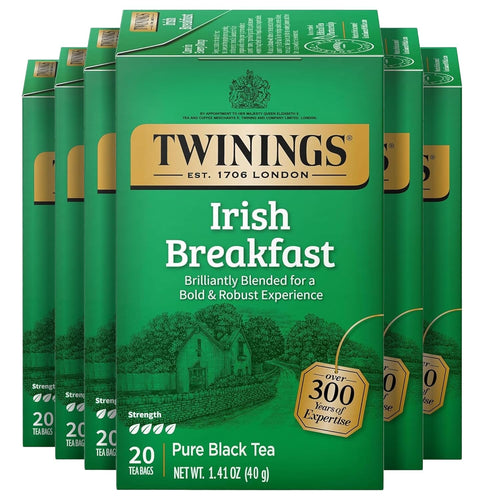 Twinings Irish Breakfast Black Tea Bags - 20 Count (Case of 6)