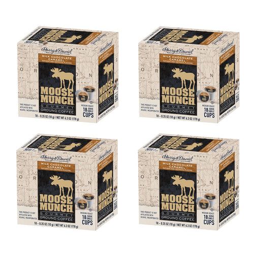 Moose Munch Milk Chocolate Caramel Single Serve Coffee Cups - 18 Count (Case of 4)