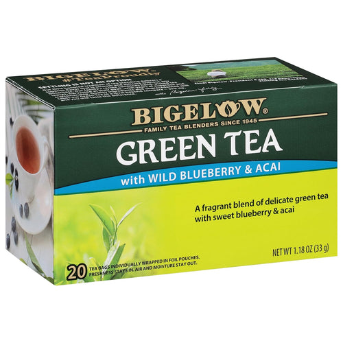 Bigelow Green With Blueberry Tea Bags - 20 Count Box (Pack of 6)