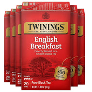 Twinings Tea English Breakfast Pure Black Tea Bags - 20 Count (Case of 6)