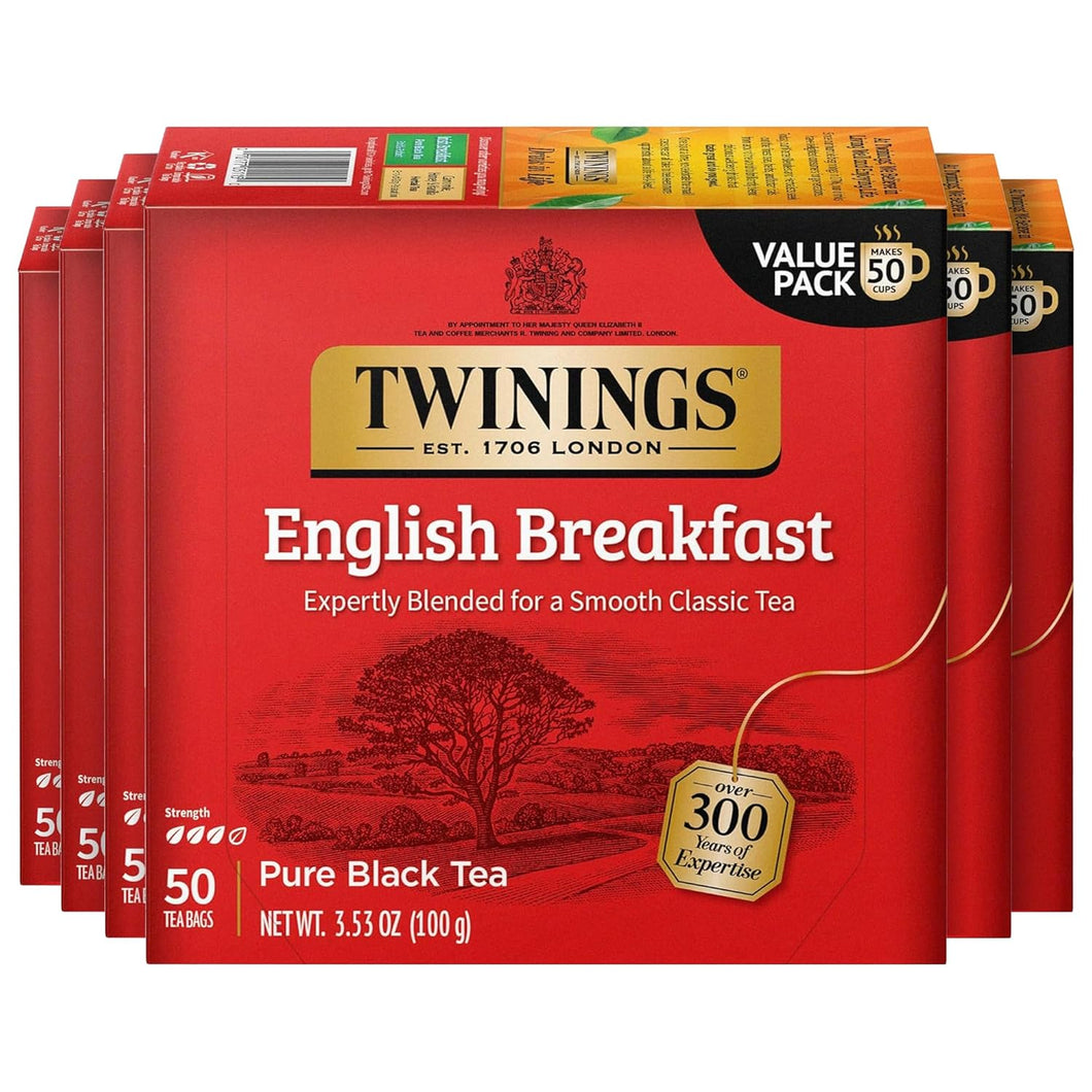 Twinings Classic English Breakfast Black Tea Bags - 50 Count (Case of 6)