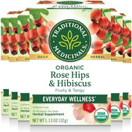 Traditional Medicinals Rose Hips Hibiscus Caffeine Free Herbal Tea - 16 Count (Case of 6)