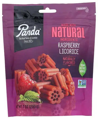 Panda Natural Soft Chews Raspberry Licorice Candy - 7 Ounce Bag